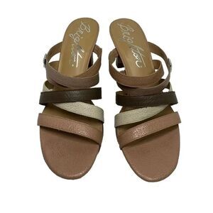Brighton Rebel Sandals Size 10M Strappy Heels‎ Neutral Brown Tan Leather Cabana